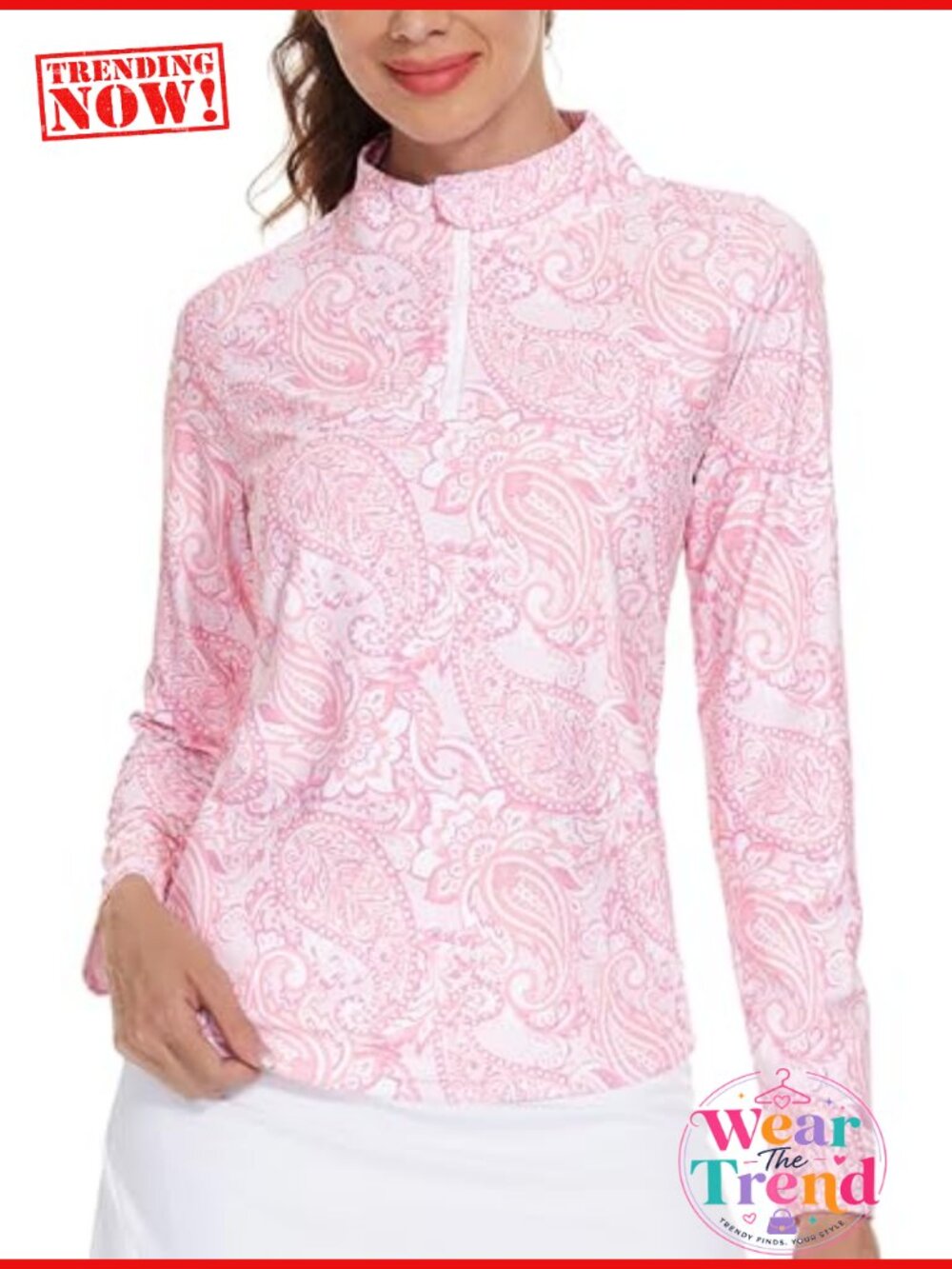 Womens Golf Shirt Long Sleeve Quarter Zip Athletic Pullover Sun Protection